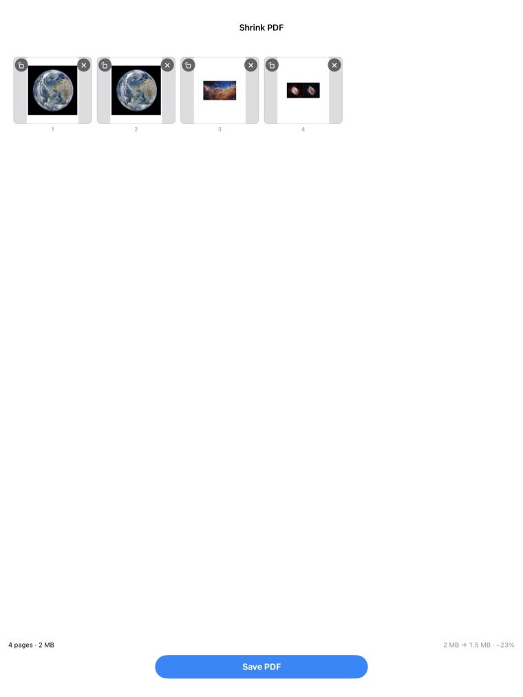 The PDF page grid on iPad